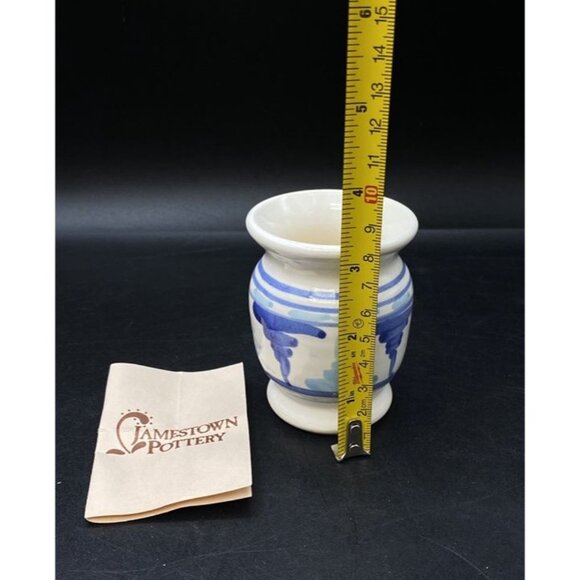 Jamestown Pottery Pot Signed Blue Grey Vase Candle Votive Holder - Picture 2 of 12